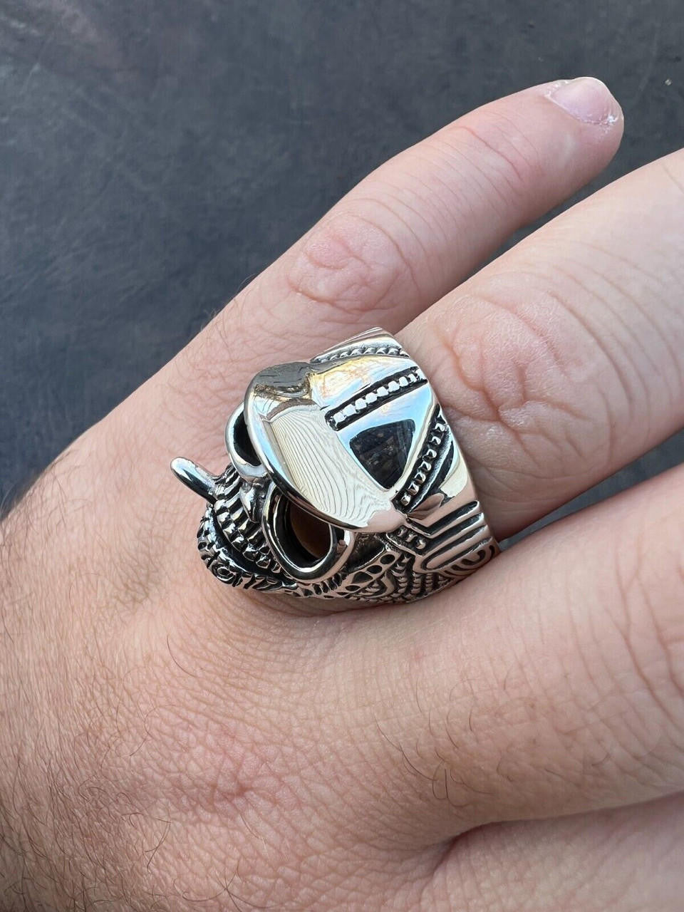 HarlemBling Real Plain Solid 925 Sterling Silver Punk Goth Skull Smoking Cigar/Joint Ring