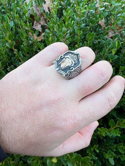 HarlemBling Real Plain Solid 925 Sterling Silver Viking Warrior Draugr Gladiator Skull Ring