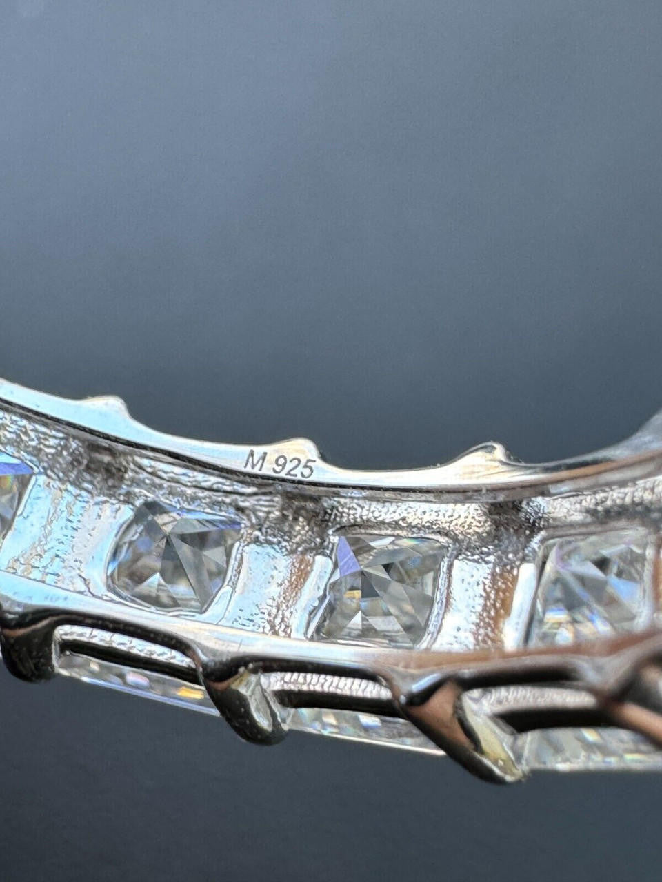 HarlemBling Real Princess Cut Moissanite Eternity Band Wedding Ring 925 Silver 2-5mm Square