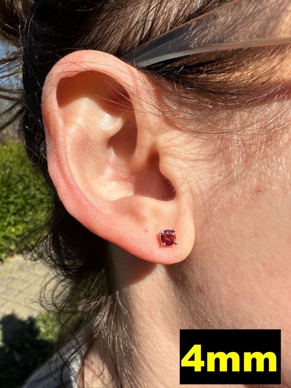 HarlemBling Real Ruby Red Moissanite Screwback Stud Earrings 925 Silver 3-8mm Iced Pass Test