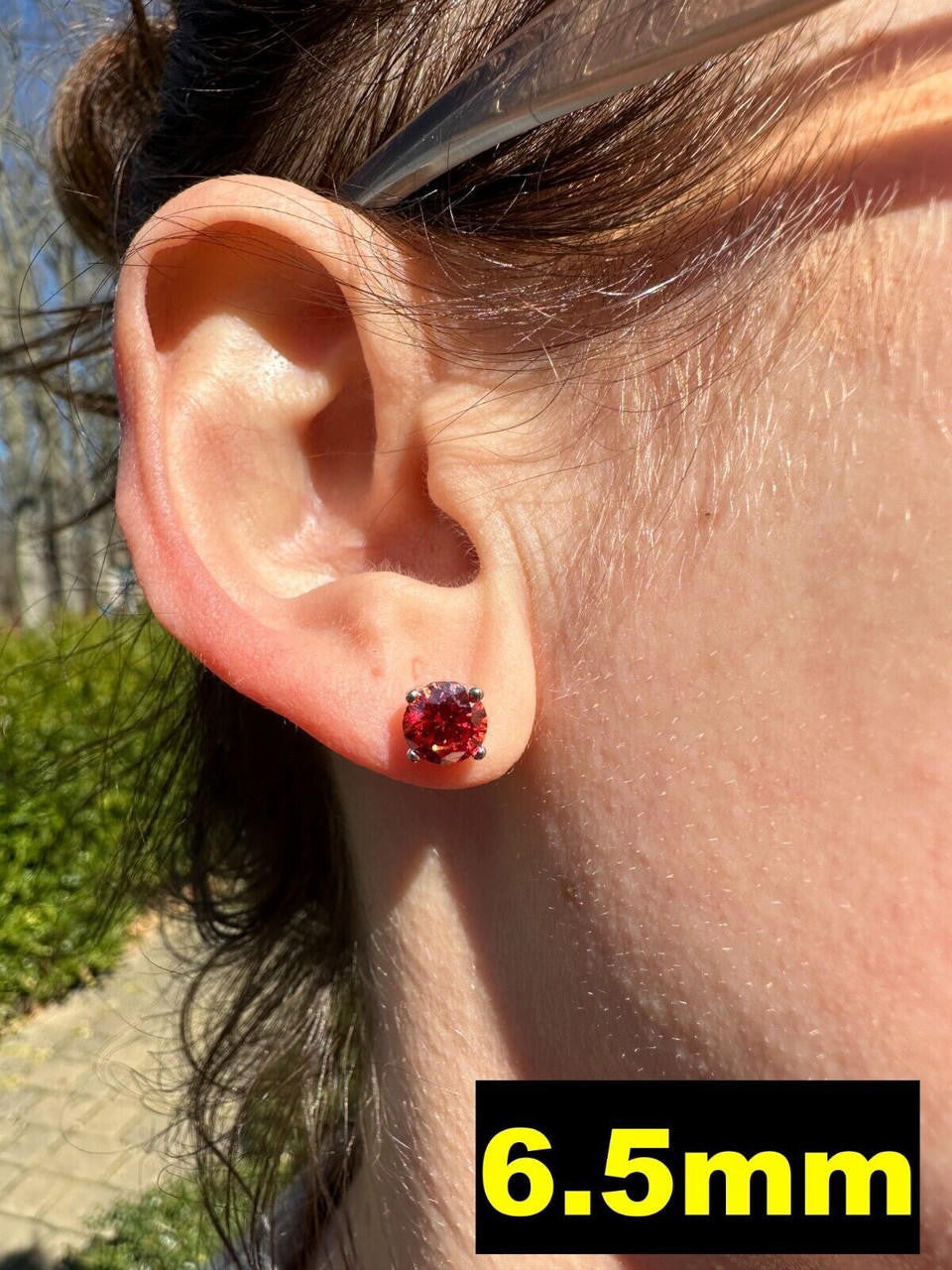 HarlemBling Real Ruby Red Moissanite Screwback Stud Earrings 925 Silver 3-8mm Iced Pass Test