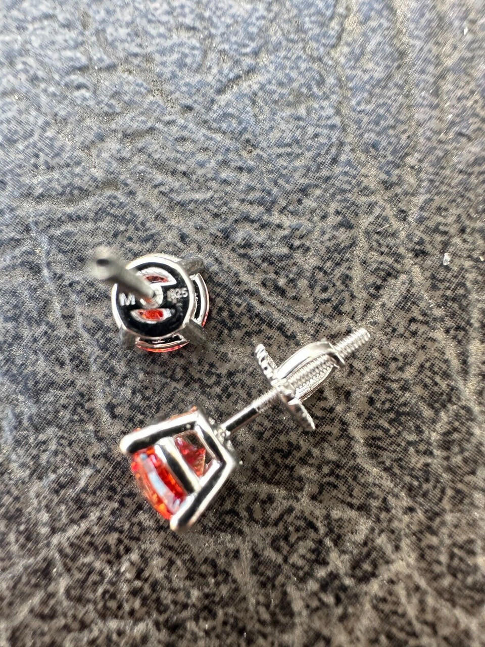 HarlemBling Real Ruby Red Moissanite Screwback Stud Earrings 925 Silver 3-8mm Iced Pass Test