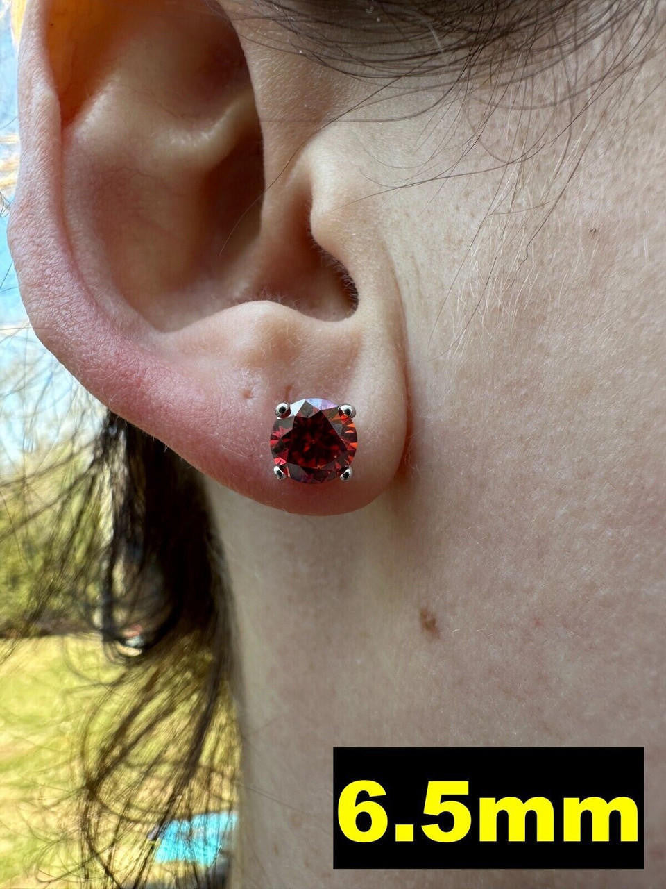 HarlemBling Real Ruby Red Moissanite Screwback Stud Earrings 925 Silver 3-8mm Iced Pass Test