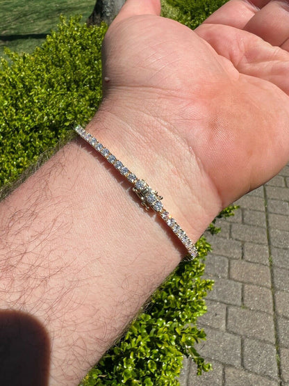 HarlemBling Real Solid 10k Gold 3mm Moissanite Tennis Chain Bracelet - Passes Diamond Tester