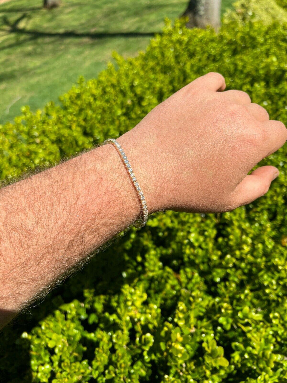 HarlemBling Real Solid 10k Gold 3mm Moissanite Tennis Chain Bracelet - Passes Diamond Tester