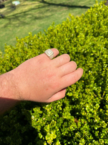 HarlemBling Real Solid 10k Gold Mens Hip Hop Iced Moissanite Ring - Passes Diamond Tester