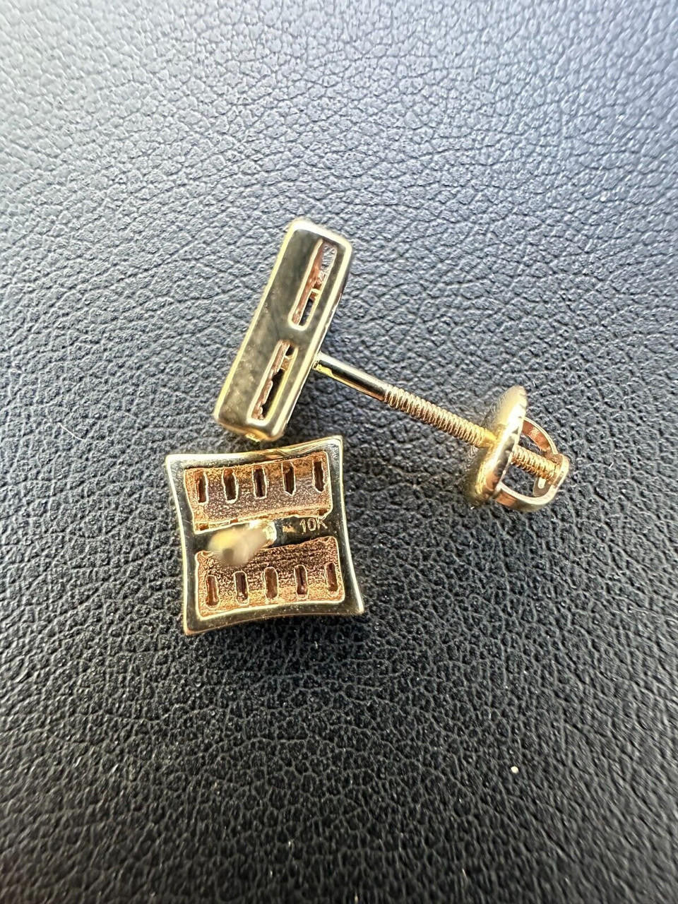 HarlemBling Real Solid 10k Yellow Gold Iced Kite Baguette Moissanite Earrings Men Ladies 8mm