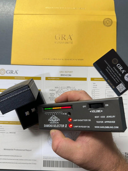 HarlemBling Real Solid 10k Yellow Gold Iced Kite Moissanite Earrings Mens Ladies 6.5mm Studs