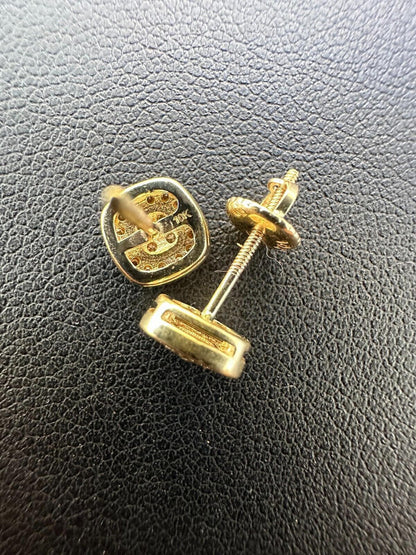 HarlemBling Real Solid 10k Yellow Gold Iced Moissanite Earrings Mens Ladies Small 7mm Studs