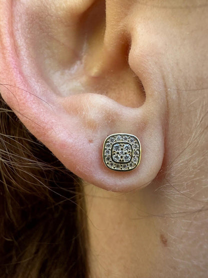 HarlemBling Real Solid 10k Yellow Gold Iced Moissanite Earrings Mens Ladies Small 7mm Studs