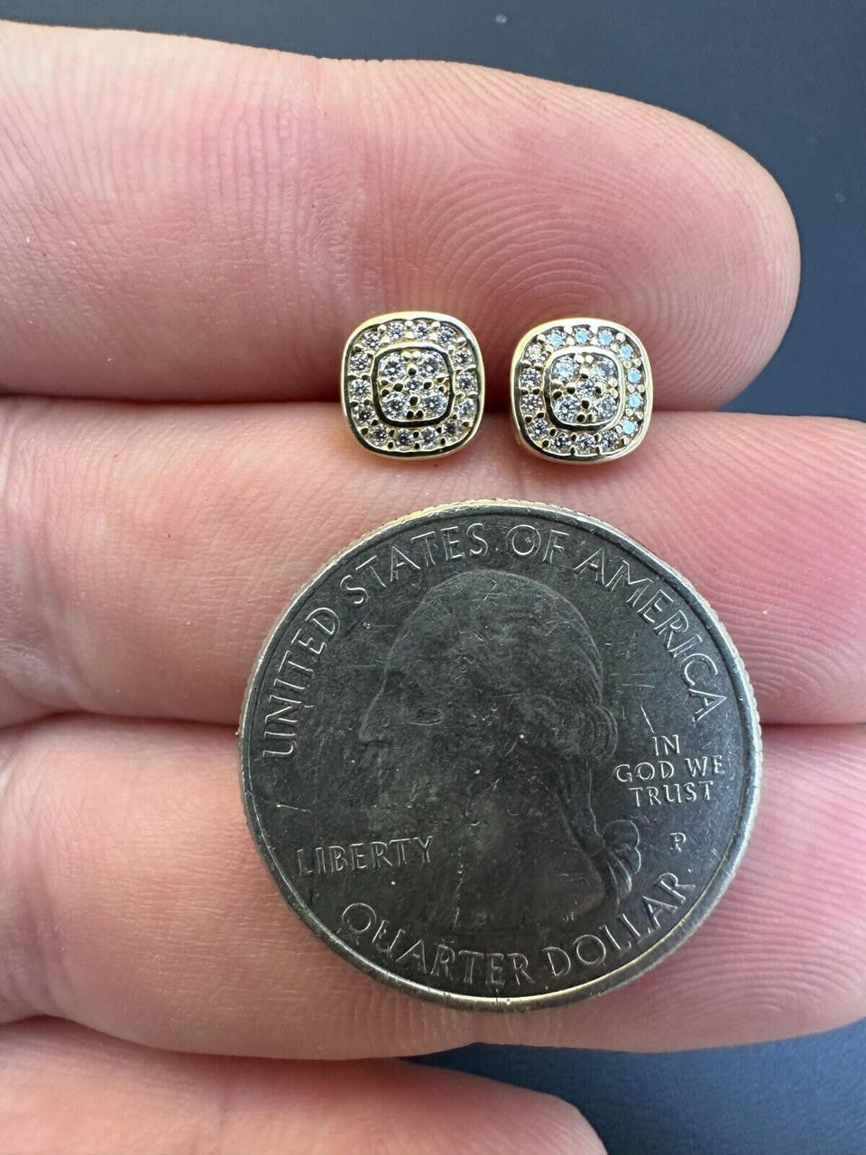 HarlemBling Real Solid 10k Yellow Gold Iced Moissanite Earrings Mens Ladies Small 7mm Studs