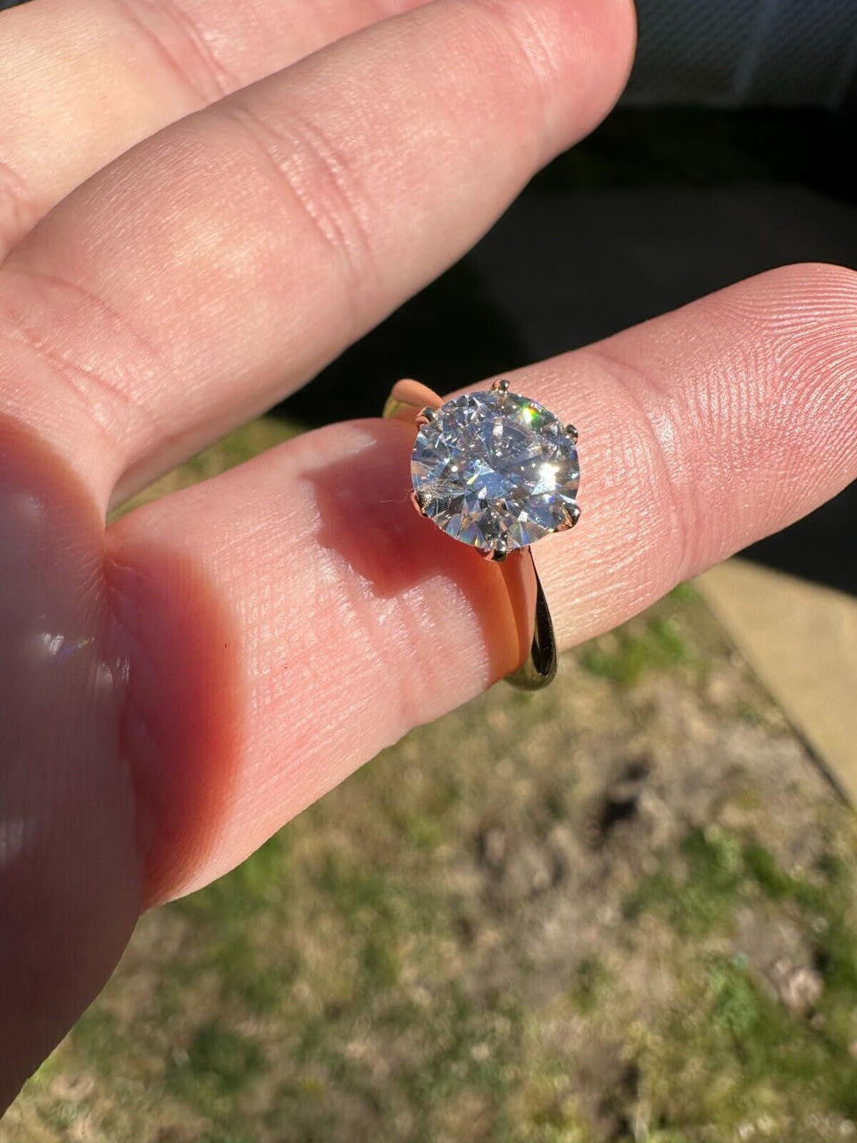 HarlemBling Real SolId 14k White Gold 2ct 8mm VVS D Moissanite Engagement Solitaire Ring