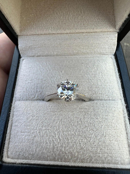HarlemBling Real SolId 14k White Gold 2ct 8mm VVS D Moissanite Engagement Solitaire Ring
