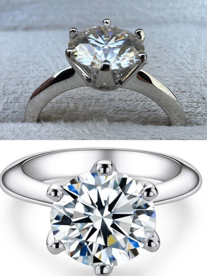 HarlemBling Real SolId 14k White Gold 2ct 8mm VVS D Moissanite Engagement Solitaire Ring