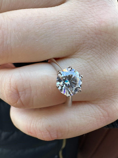 HarlemBling Real SolId 14k White Gold 2ct 8mm VVS D Moissanite Engagement Solitaire Ring
