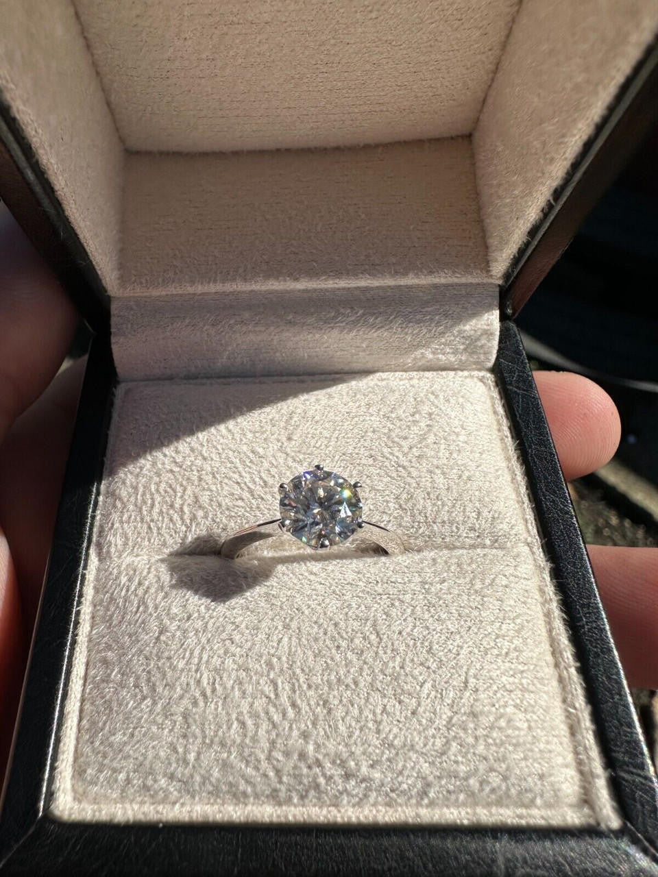 HarlemBling Real SolId 14k White Gold 2ct 8mm VVS D Moissanite Engagement Solitaire Ring