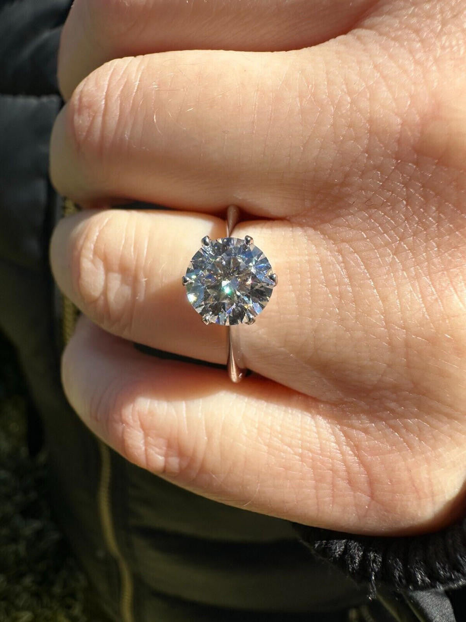 HarlemBling Real SolId 14k White Gold 2ct 8mm VVS D Moissanite Engagement Solitaire Ring