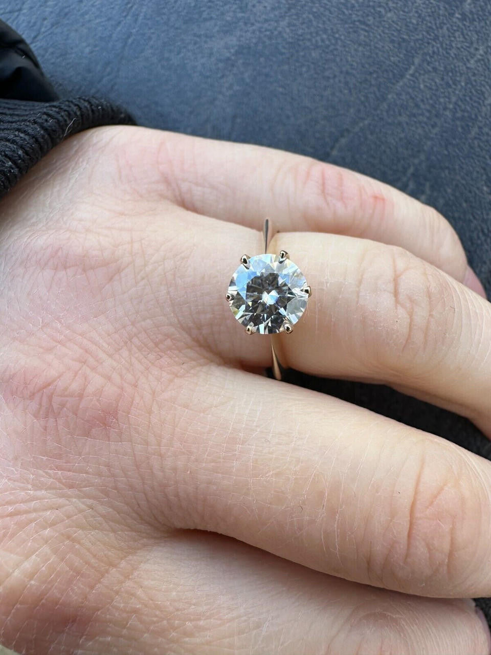 HarlemBling Real SolId 14k White Gold 2ct 8mm VVS D Moissanite Engagement Solitaire Ring