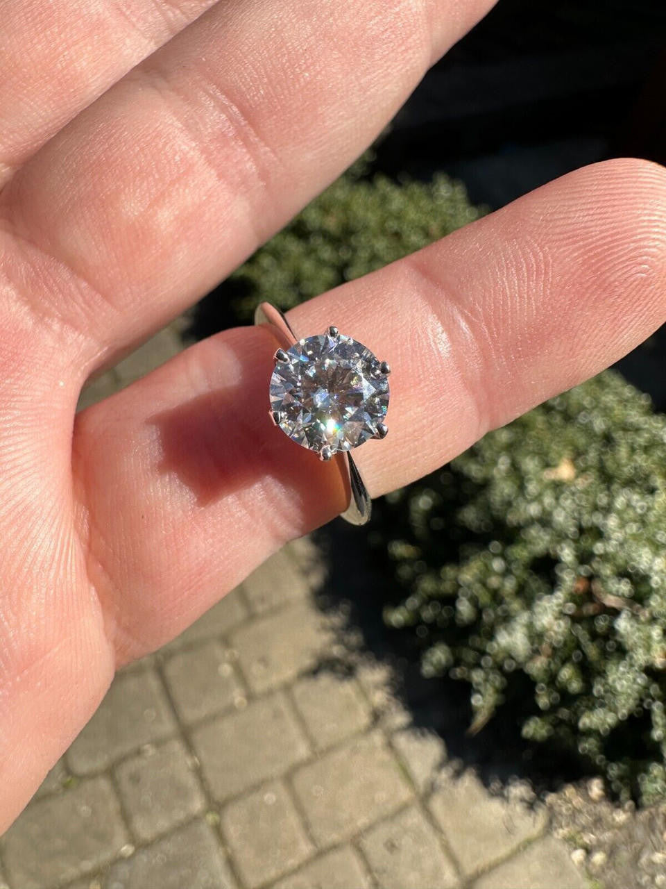 HarlemBling Real SolId 14k White Gold 2ct 8mm VVS D Moissanite Engagement Solitaire Ring