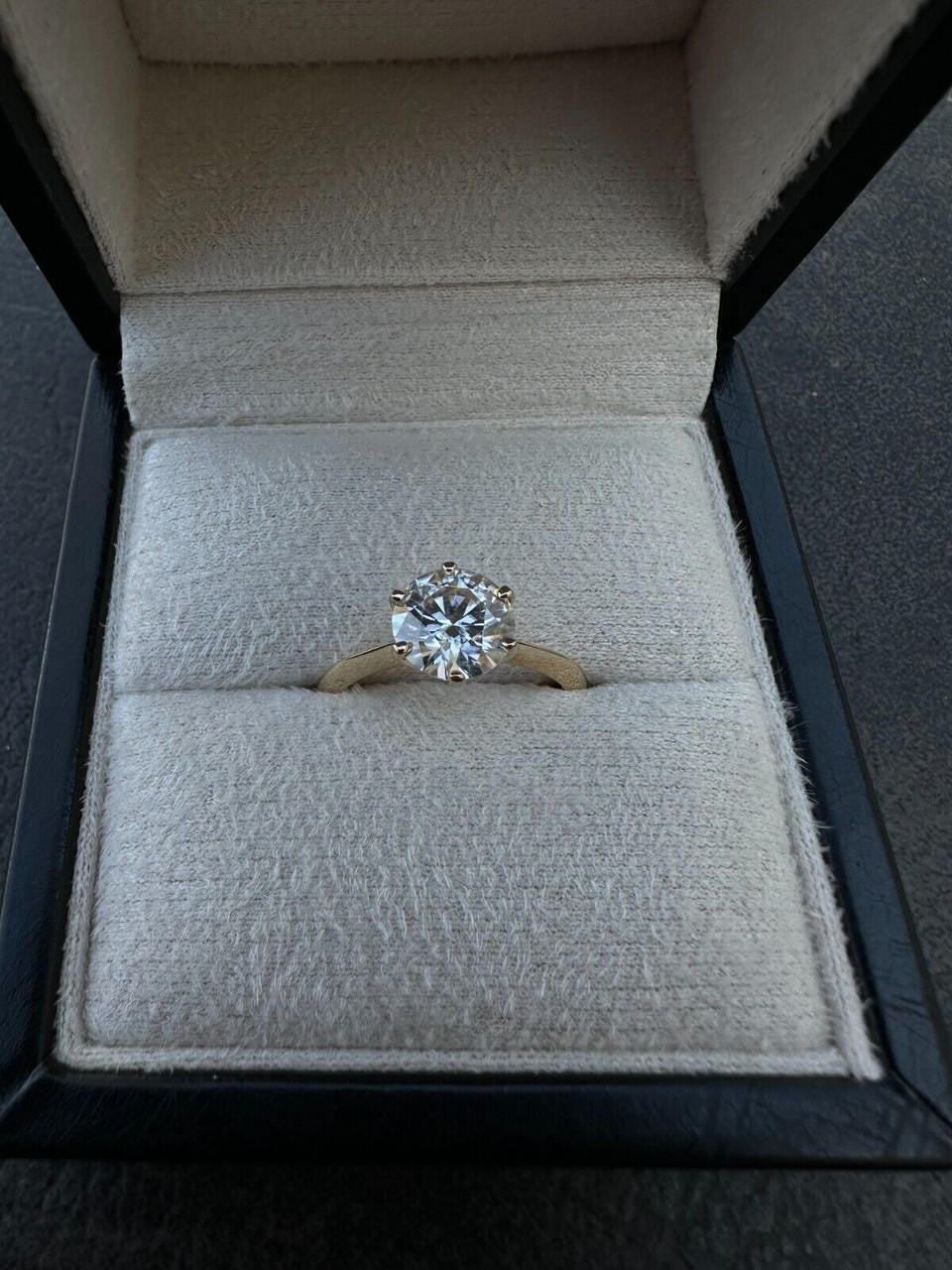 HarlemBling Real SolId 14k Yellow Gold 2ct 8mm VVS D Moissanite Engagement Solitaire Ring