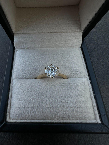 HarlemBling Real SolId 14k Yellow Gold 2ct 8mm VVS D Moissanite Engagement Solitaire Ring