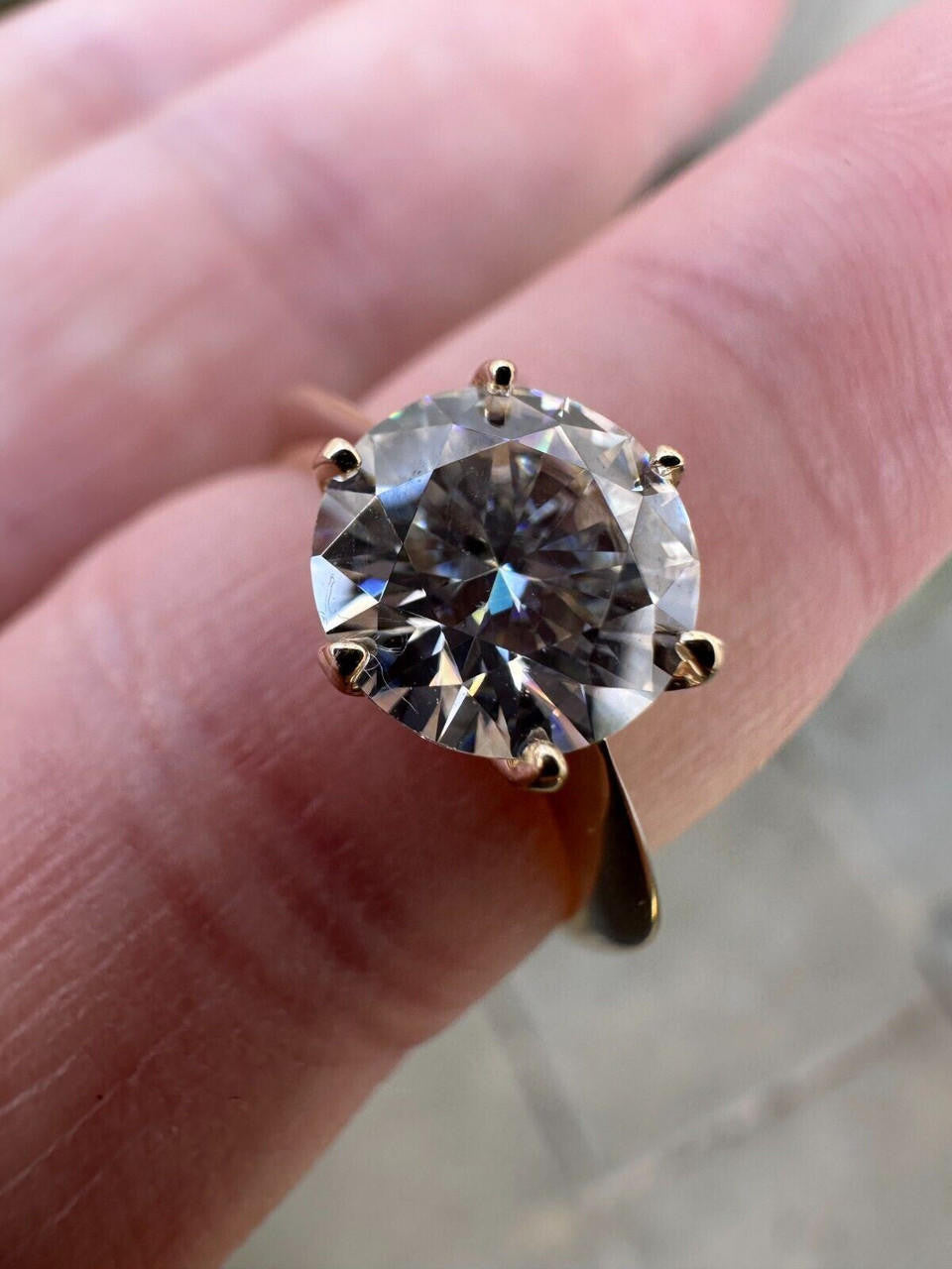 HarlemBling Real SolId 14k Yellow Gold 2ct 8mm VVS D Moissanite Engagement Solitaire Ring