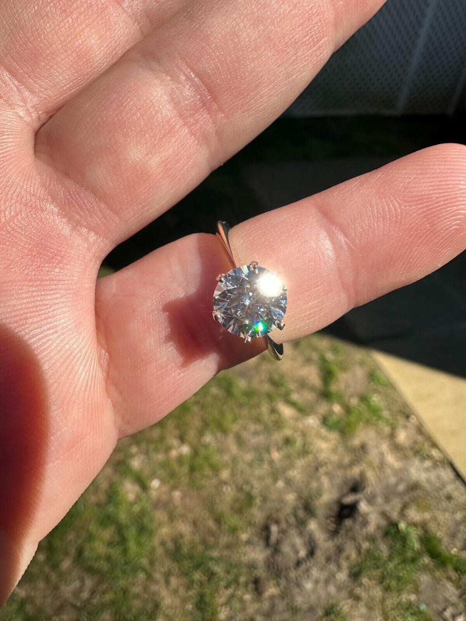 HarlemBling Real SolId 14k Yellow Gold 2ct 8mm VVS D Moissanite Engagement Solitaire Ring