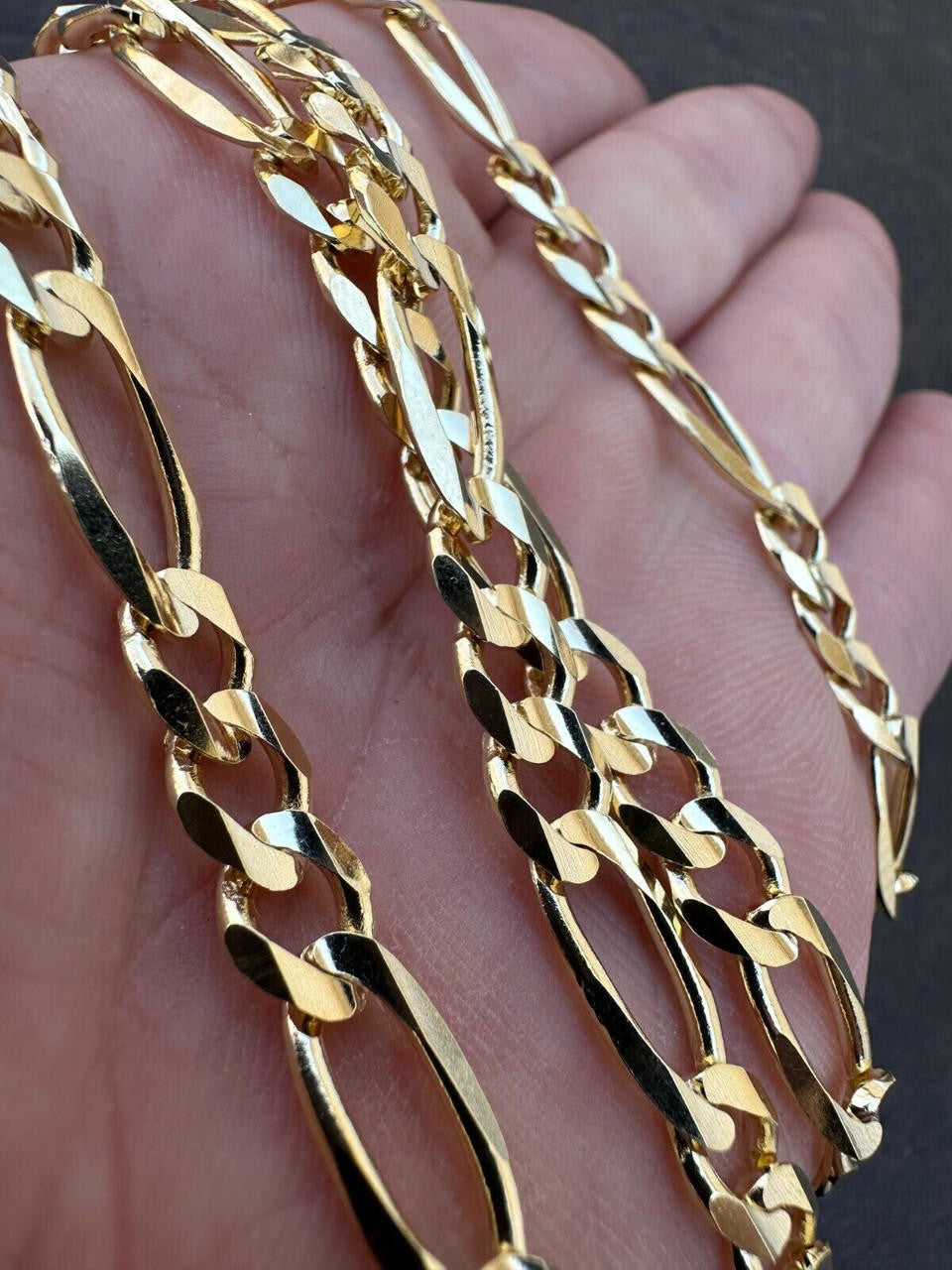 HarlemBling Real Solid 14k Yellow Gold Figaro Link Chain 16-24" 2mm-7mm Necklace ITALY