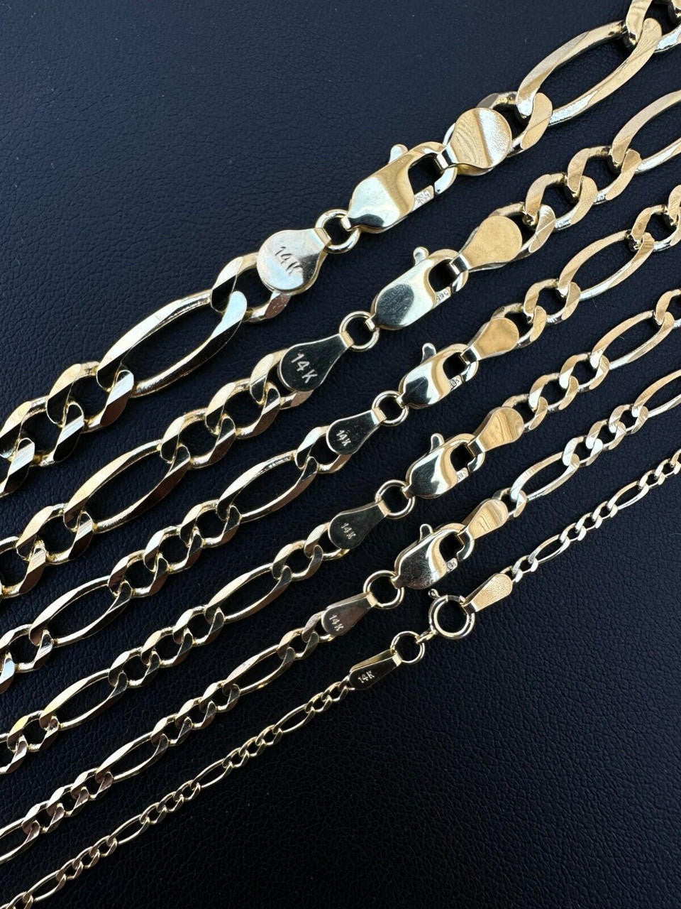 HarlemBling Real Solid 14k Yellow Gold Figaro Link Chain 16-24" 2mm-7mm Necklace ITALY