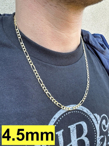 HarlemBling Real Solid 14k Yellow Gold Figaro Link Chain 16-24" 2mm-7mm Necklace ITALY