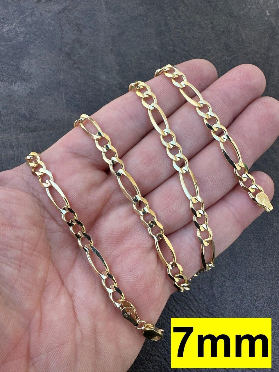 HarlemBling Real Solid 14k Yellow Gold Figaro Link Chain 16-24" 2mm-7mm Necklace ITALY