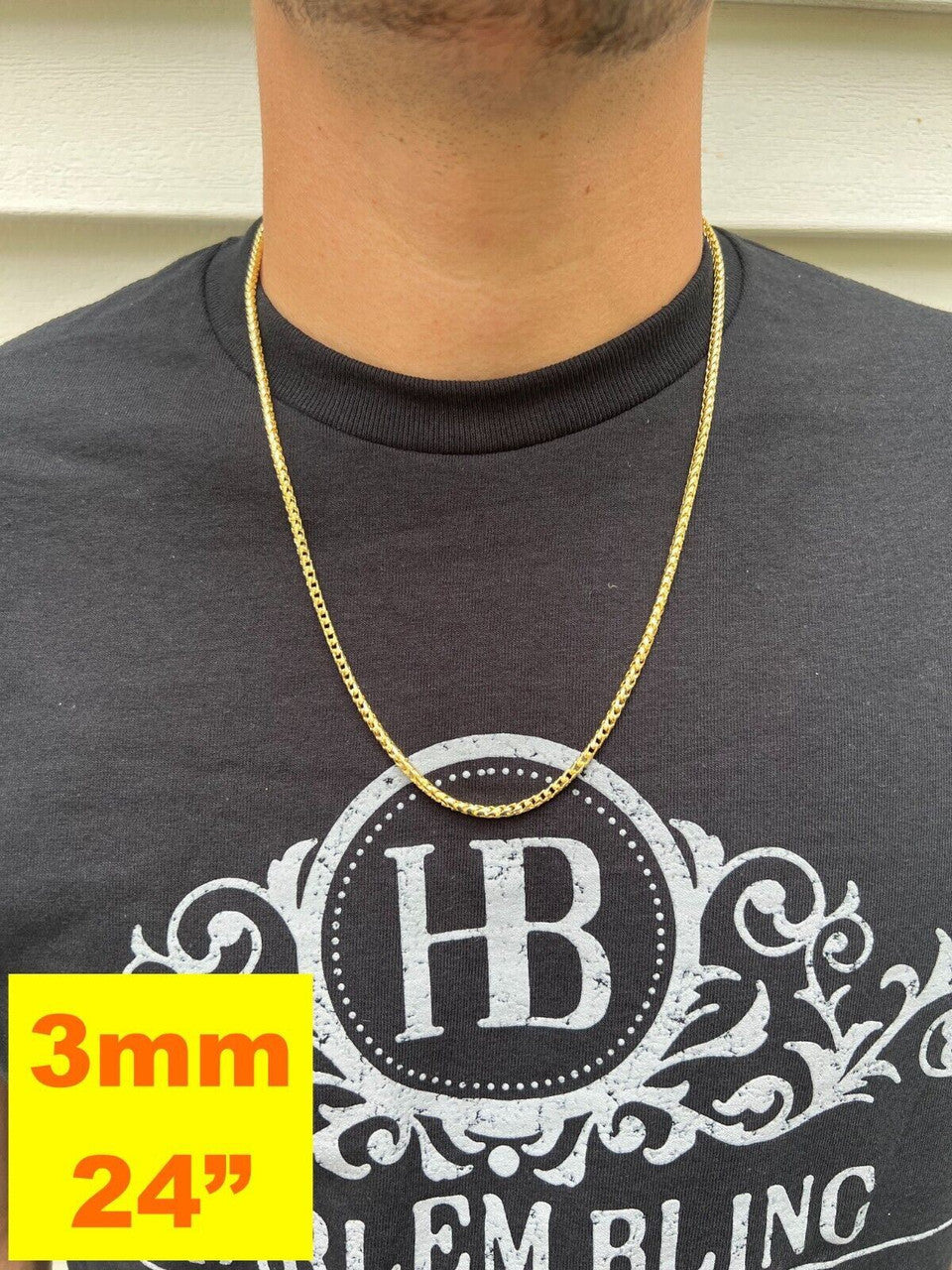 HarlemBling Real Solid 14k Yellow Gold Franco Chain Or Bracelet 2mm - 5mm Necklace 8-30