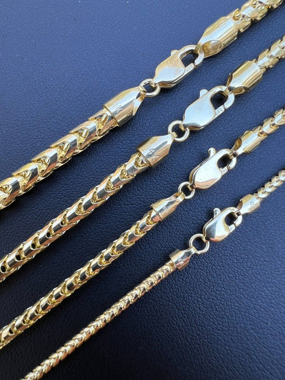 HarlemBling Real Solid 14k Yellow Gold Franco Chain Or Bracelet 2mm - 5mm Necklace 8-30