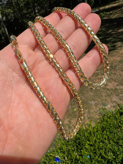 HarlemBling Real Solid 14k Yellow Gold Franco Chain Or Bracelet 2mm - 5mm Necklace 8-30