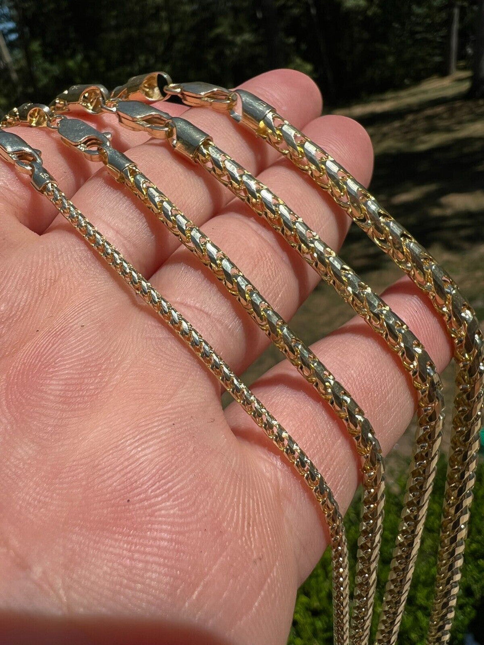 HarlemBling Real Solid 14k Yellow Gold Franco Chain Or Bracelet 2mm - 5mm Necklace 8-30