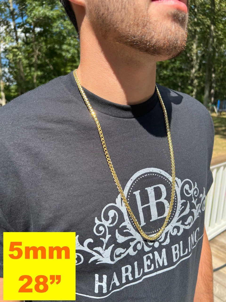 HarlemBling Real Solid 14k Yellow Gold Franco Chain Or Bracelet 2mm - 5mm Necklace 8-30