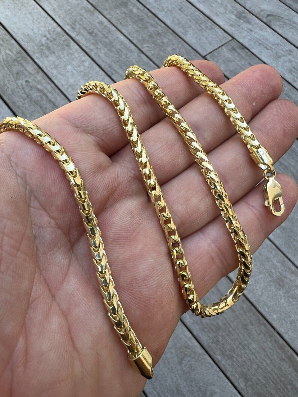 HarlemBling Real Solid 14k Yellow Gold Franco Chain Or Bracelet 2mm - 5mm Necklace 8-30