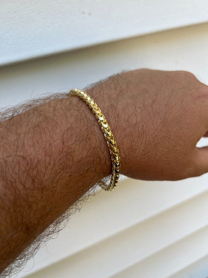 HarlemBling Real Solid 14k Yellow Gold Franco Chain Or Bracelet 2mm - 5mm Necklace 8-30