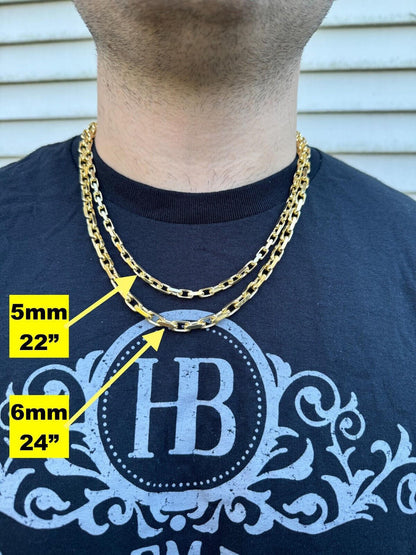 HarlemBling Real Solid 14k Yellow Gold Hermes Rolo Link Chain Necklace Bracelet 1.5mm-6mm