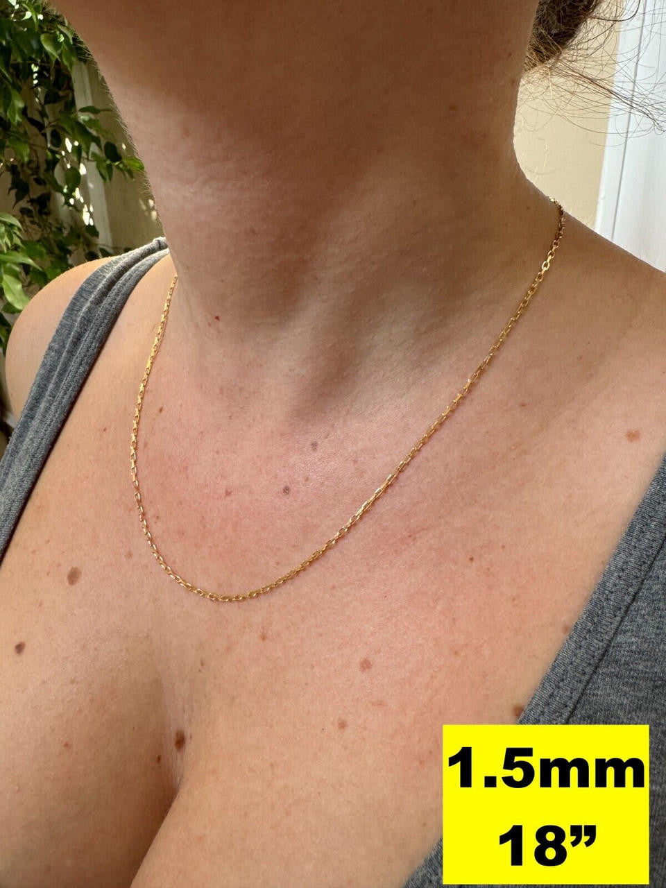 HarlemBling Real Solid 14k Yellow Gold Hermes Rolo Link Chain Necklace Bracelet 1.5mm-6mm