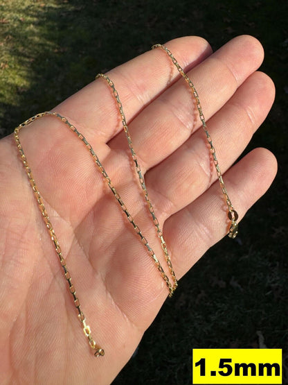 HarlemBling Real Solid 14k Yellow Gold Hermes Rolo Link Chain Necklace Bracelet 1.5mm-6mm