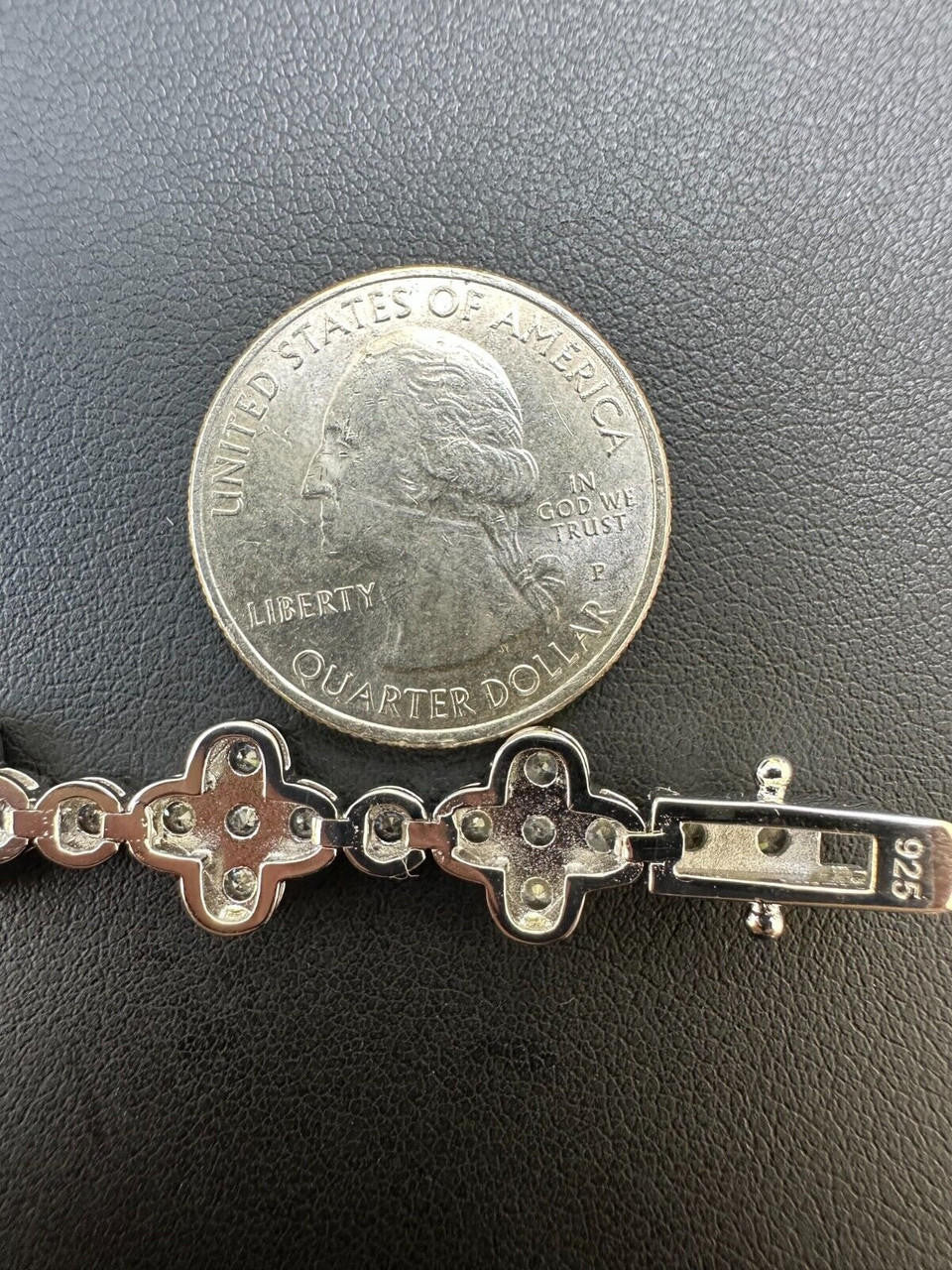 HarlemBling Real Solid 925 Silver 10mm Iced CZ Clover Flower Tennis Bracelet Mens Ladies