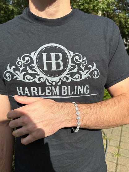 HarlemBling Real Solid 925 Silver 12mm Iced Baguette CZ Clover Graduated Tennis Bracelet