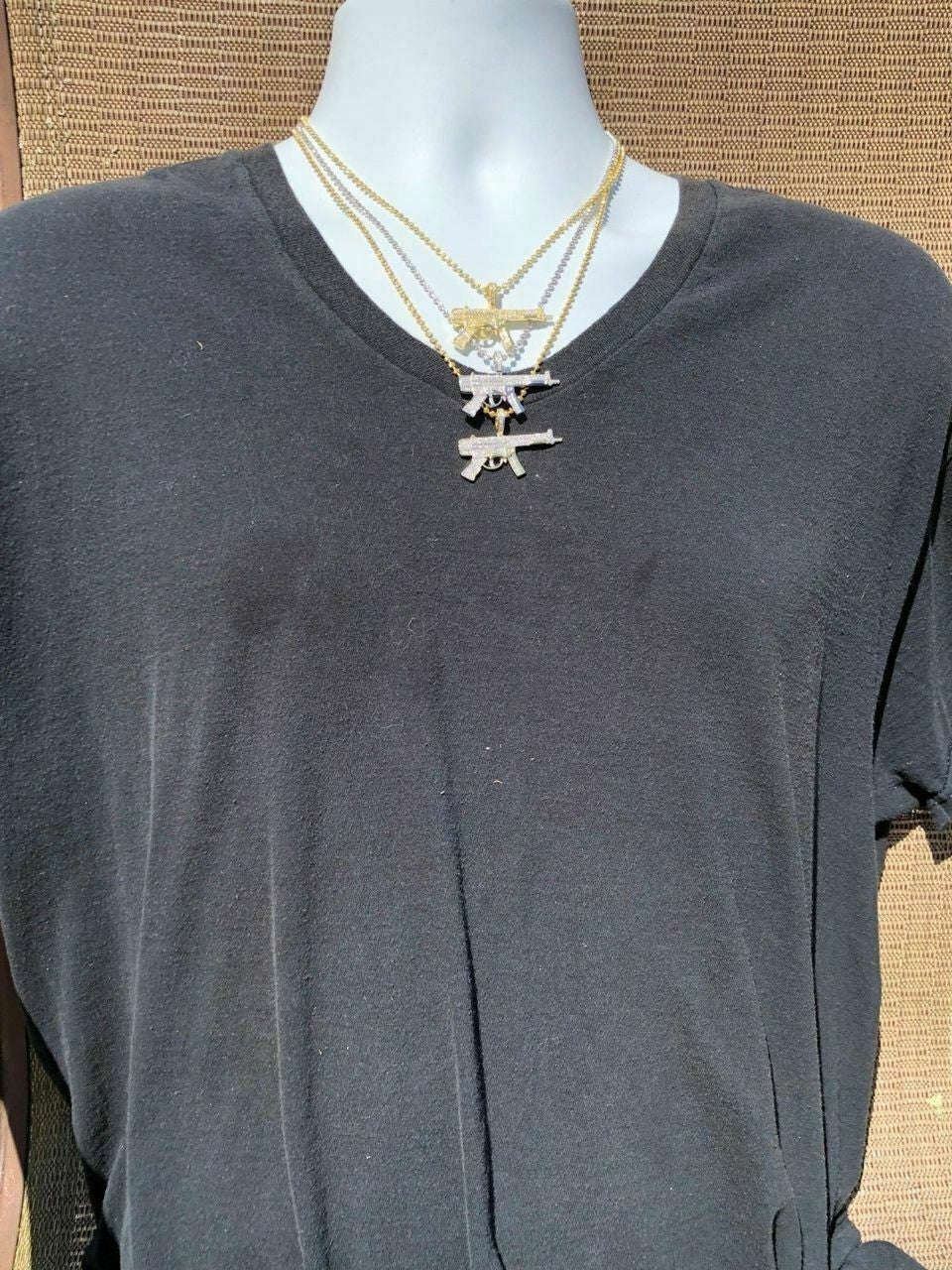 HarlemBling Real Solid 925 Silver AK-47 Machine Gun Diamond Piece Super Icy Pendant W Chain