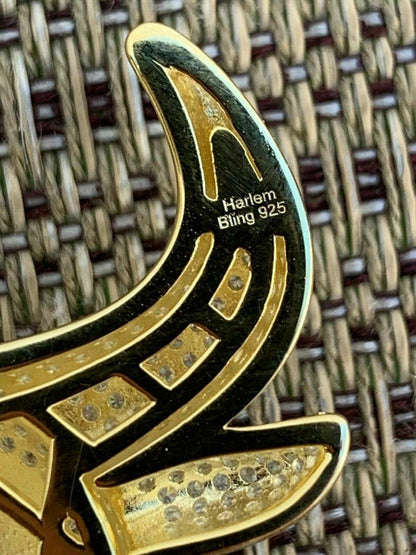 HarlemBling Real Solid 925 Silver Chicago Bulls Iced Pendant Chain 1.5x1.5 Icy Jordan Piece