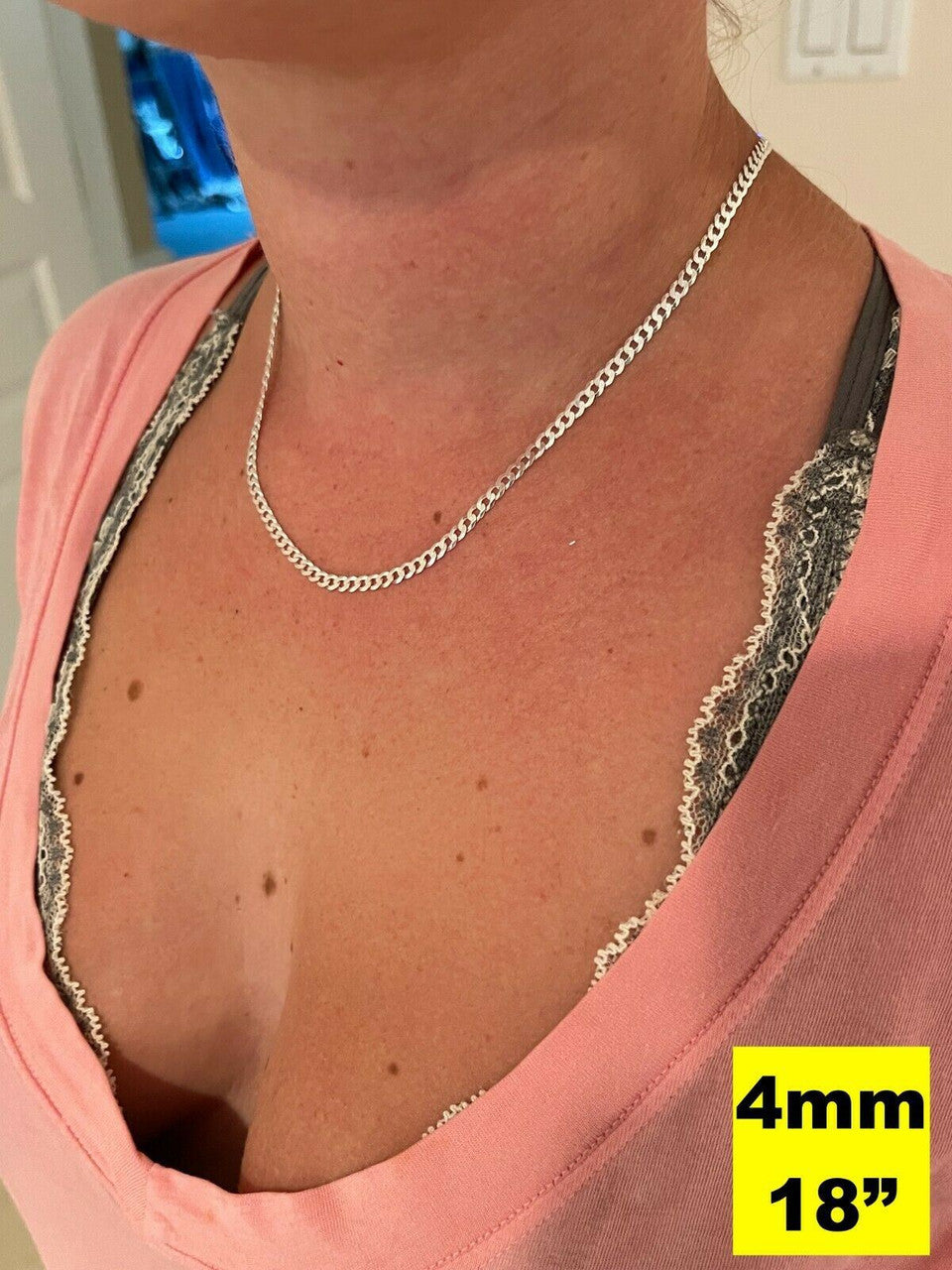 HarlemBling REAL Solid 925 Silver Flat Miami Curb Cuban Link Chain Necklace 3-11mm 16-30