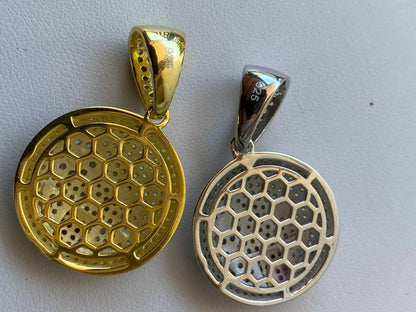 HarlemBling Real Solid 925 Silver Hip Hop Pendant Necklace Iced Wink Smiley Face Emoji