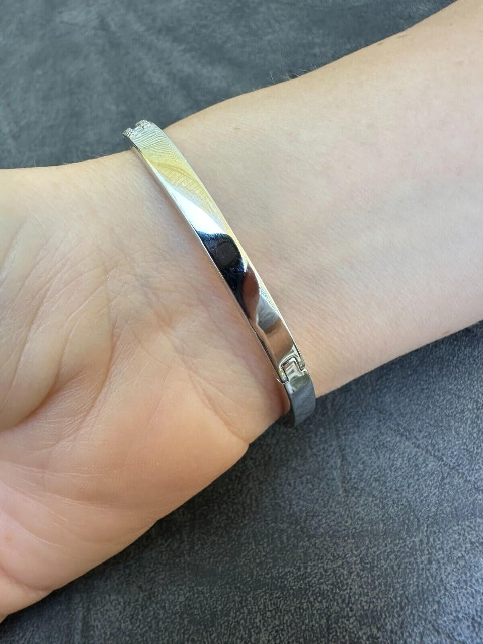 HarlemBling Real Solid 925 Silver Iced Baguette Butterfly Bangle Ladies Bracelet 5-7"  CZ