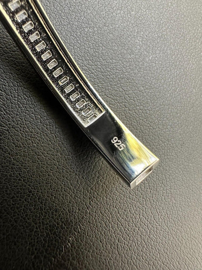 HarlemBling Real Solid 925 Silver Iced Baguette Cuff Bangle Ladies Bracelet Small 5-7"  CZ