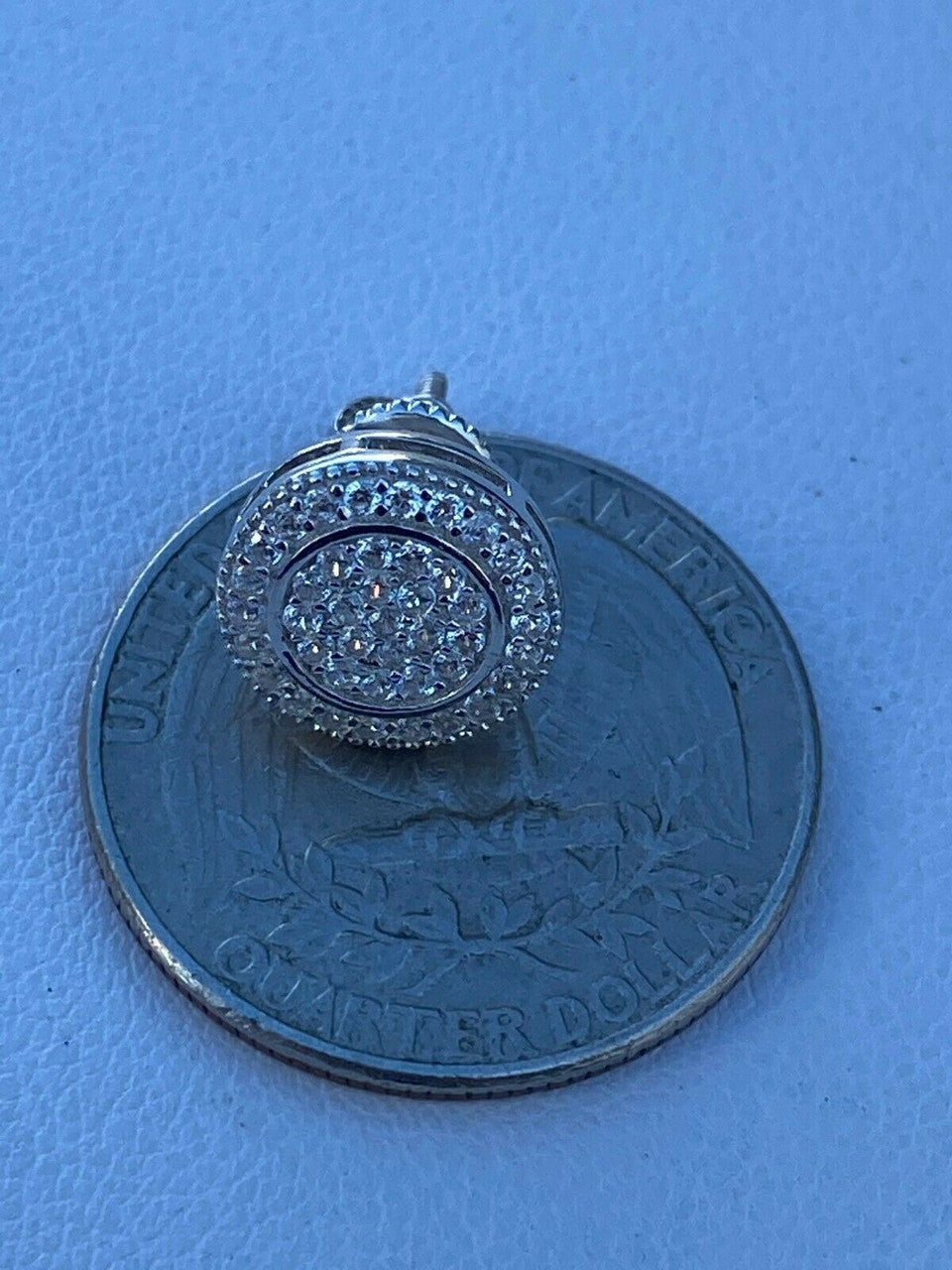 HarlemBling Real Solid 925 Silver Iced CZ Hip Hop Mens Earrings Large Studs Screw Backs